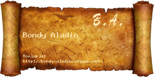 Bondy Aladin névjegykártya